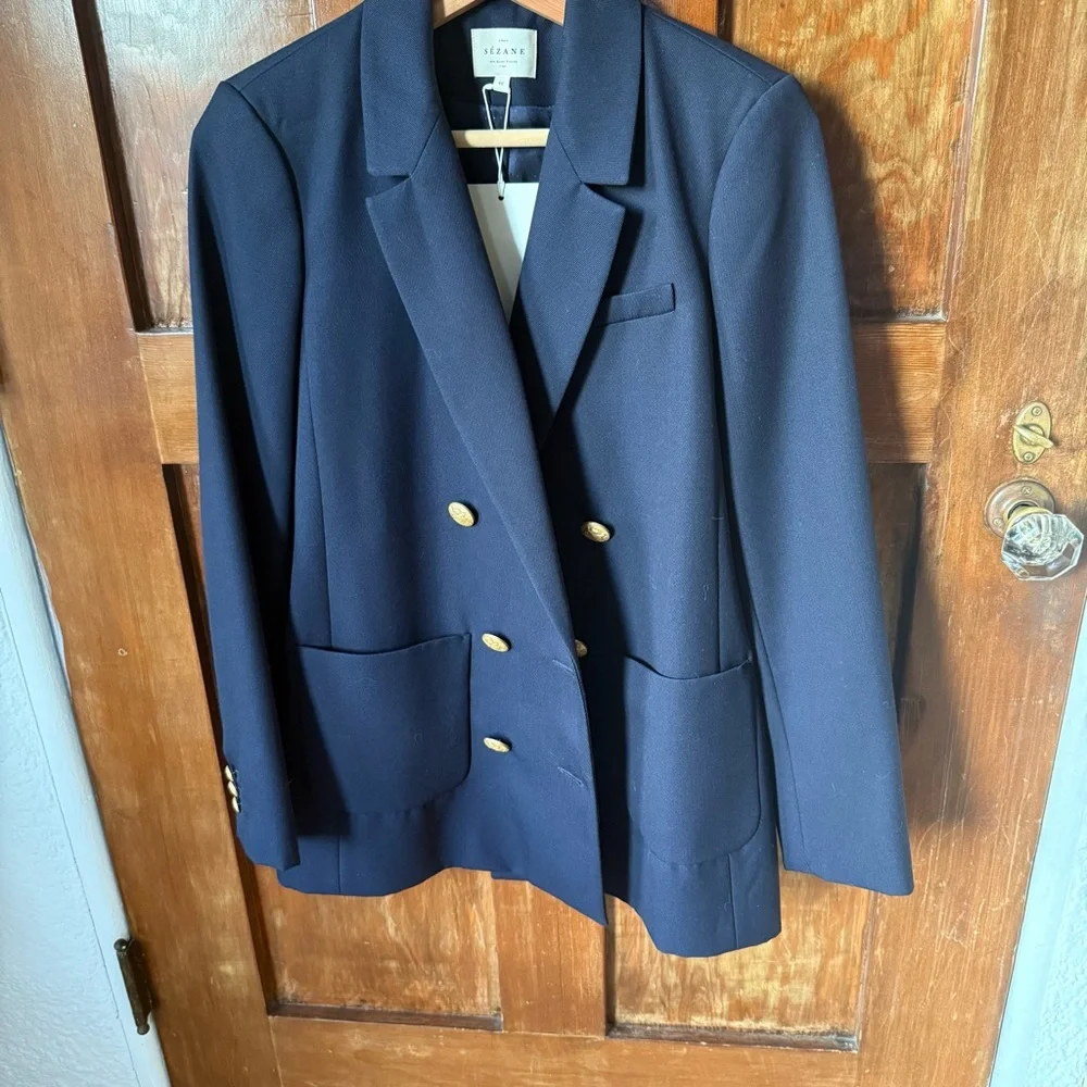 NWT Sézane Michele blazer in navy - size 40 / us 8 - Picture 6 of 15